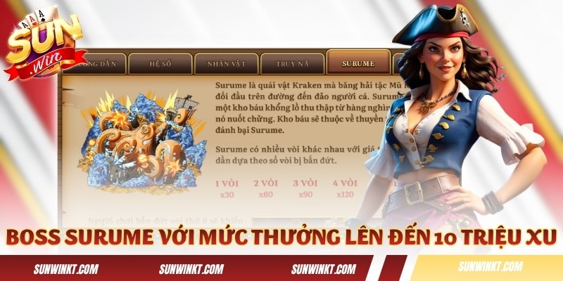 Boss Surume với mức thưởng lên đến 10 triệu xu