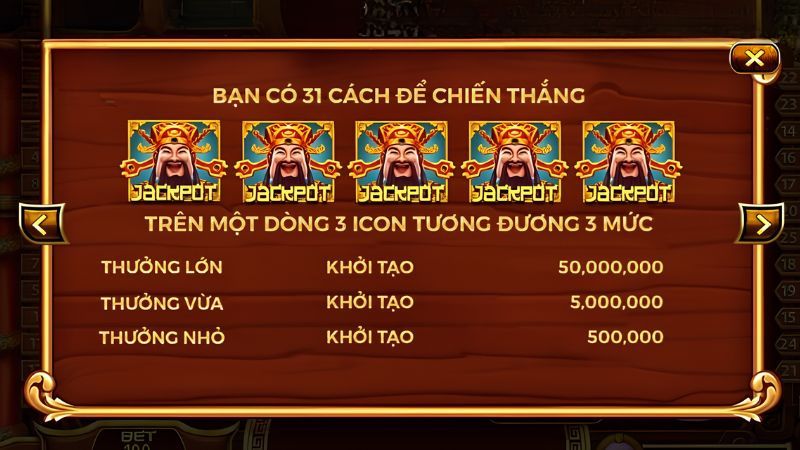 Nổ Hũ Thần Tài Sunwin sở hữu hũ thưởng giá trị chia làm 3 cấp độ từ nhỏ đến lớn