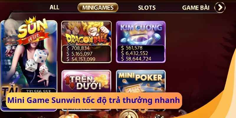 Mini Game Sunwin là dòng game có tốc độ trả kết quả nhanh chỉ diễn ra dưới một phút