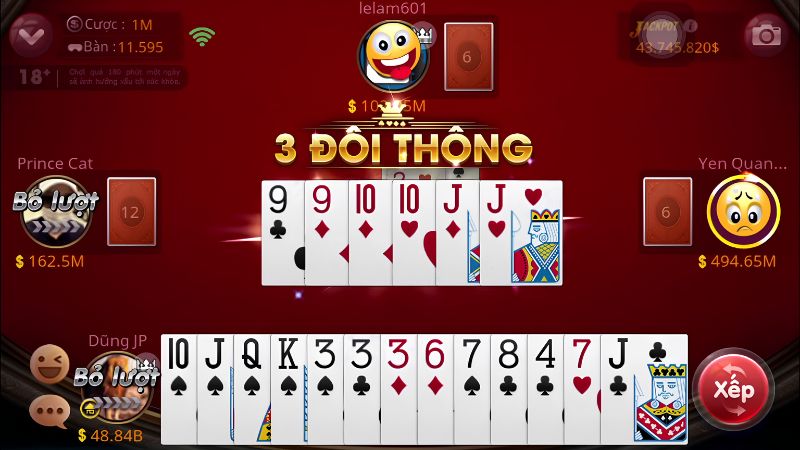 Việc chia bài và thứ tự lượt đánh trong Tiến Lên Miền Nam Sunwin được quy định rõ ràng
